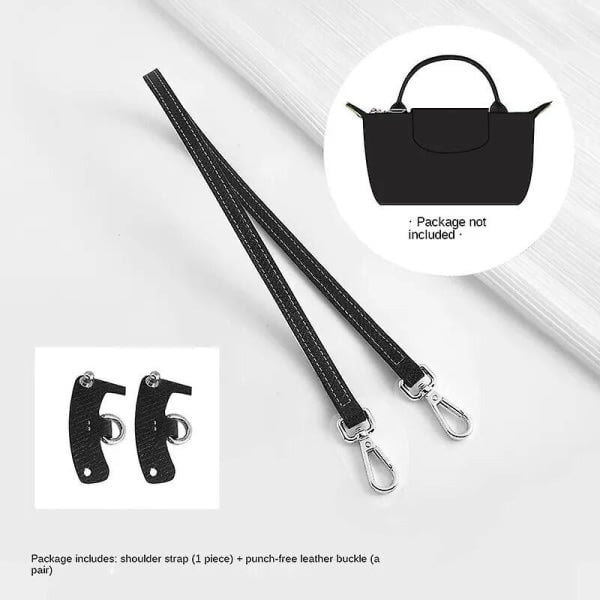 Axelrem för Longchamp Väska Transformations-tillbehör Fri stansning för miniväska Axelrem miniväska Black-65CM