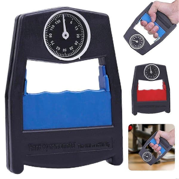 Handdynamometer Greppstyrkemätare, Elektronisk 0-130 kg Mätning, Bärbar Handgreppstränare för Hemmaträning och Fysioterapi Red