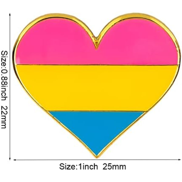 5 kpl Biseksuaalinen ylpeys sydänmuotoinen rintaneula, pinssi, lippu, rintaneula Pansexual 5pcs