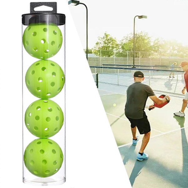 Inomhus Pickleballs - Inomhusbanans Pickleball Bollar - 4-pack Pickleballs - Turnering Pickleballs Green 74mm
