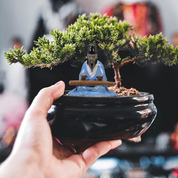 Bonsai Ornamenter Keramik Landskabsfigur Statuer Mini Mennesker Figurer Akvarium Harpiks Statue Sandhave Miniature DIY Statue Fisker Statue