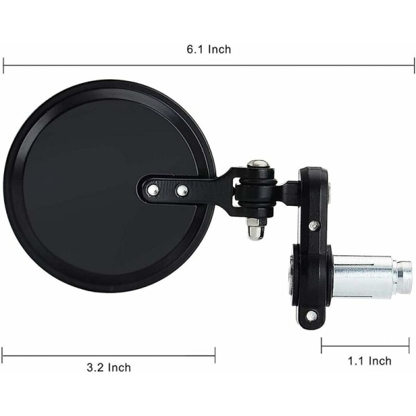 Motorsykkel Sidespeil Runde Slanke Konvekse Motorsykkel Speil Foldbar Sikkerhets Bakspeil for 7/8\" Styre Passer de fleste Scootere