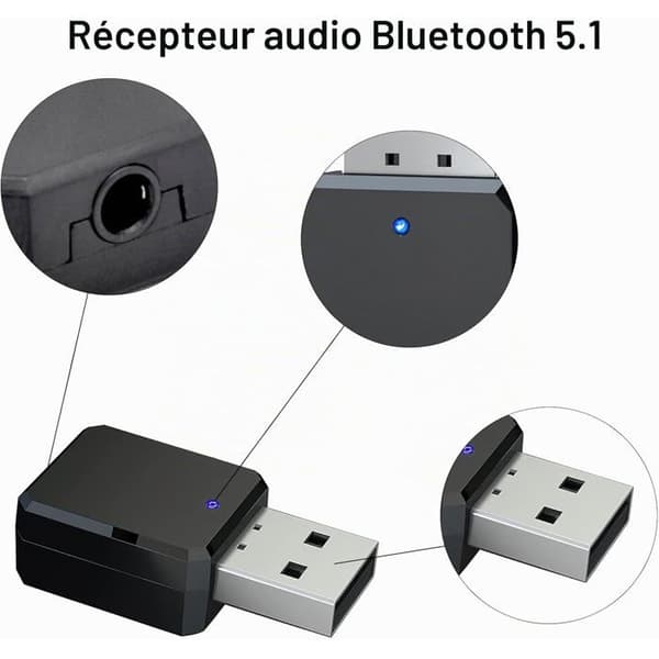 Bluetooth USB 5.1 -sovitin - 1 kpl - Kaksi AUX/USB-lähtöä - Auton äänivastaanotin - Kaiutin