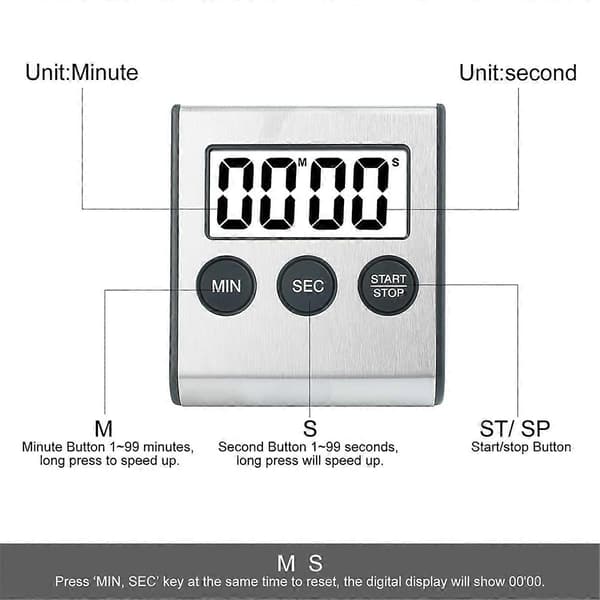 2 stk. Kjøkkentimer Digital Timer Kjøkkentimer Stoppeklokke Digital Timer med Magnet Egg Timer Digital Kjøkkenklokke