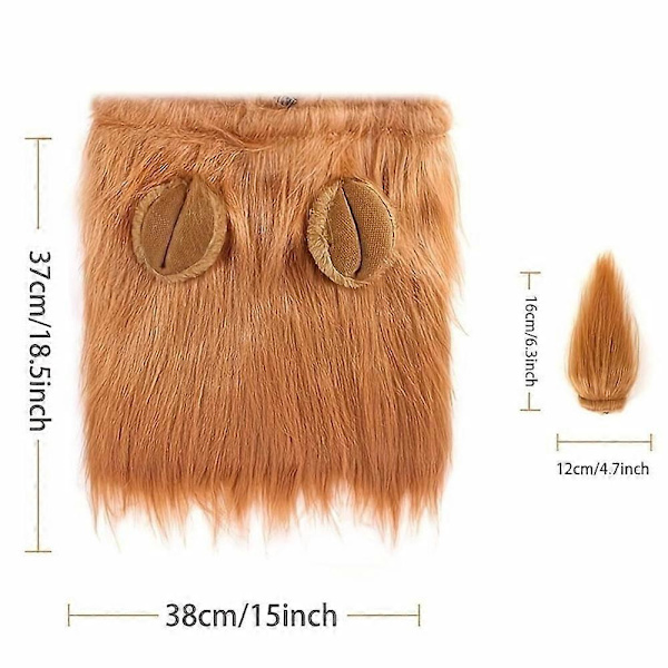 Realistsik & Rolig Lejonman för Hundar - Husdjurskläder Lejonman Hund Cosplay Kostymer med Öron Fancy Dress Up för S/M/L Hundar Light Brown M