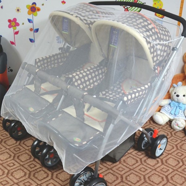 Dobbelt Barnevognsmyggenet Insektsnet til Autostol Tvilling Pram Mesh Cover Style 1