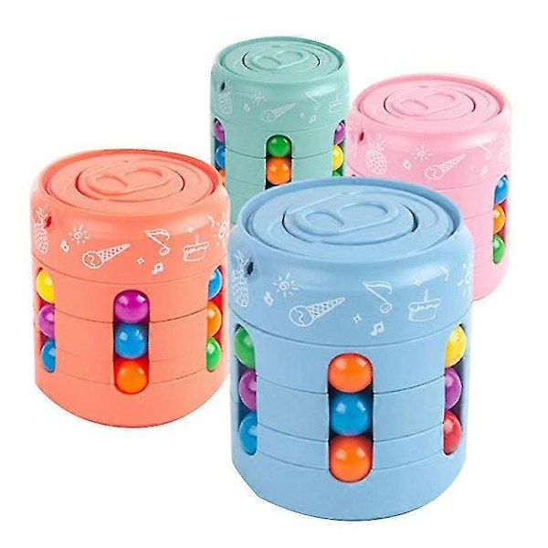 Roterende Magisk Bønneleketøy Fidget Cube Leke Barn Rubiks kube leker for stressavlastning Blue