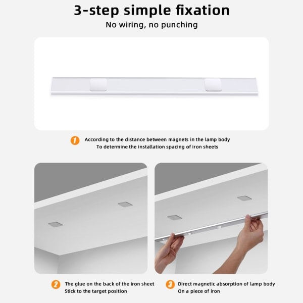 Trådløs Magnetisk Sensor Lys Lysstaver Bevegelsessensor Leselys Nattlys for Soverom Garderobe Bad Stue Gang silver 20 cm