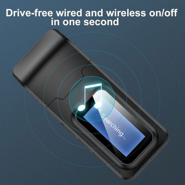 Bluetooth 5.0-mottagare Sändare LCD-skärm USB dongel trådlös ljudadapter