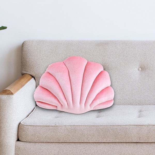 Skalformade Kuddar Musselkudde Golvkudde Multifunktionell Kudde för Soffa Säng Slitstark, Rosa