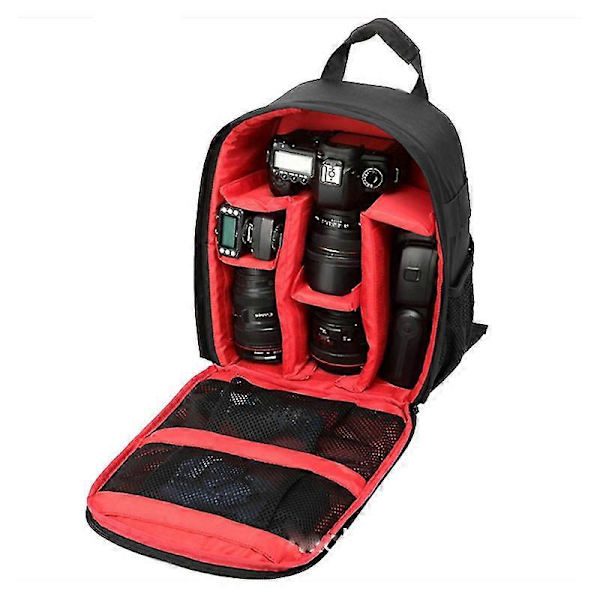 Vattentät DSLR SLR Kameraväska Ryggsäck För Canon Nikon Sony Black x Red