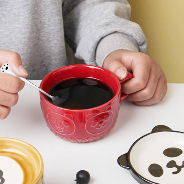 Katte Kaffe Krus med Låg og Ske, Nyhed Dyr Kaffe Keramik Kop Dessert Underkop Sæt, Julegave Fødselsdagsgave