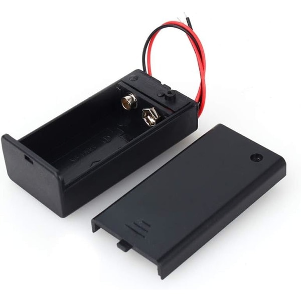 9V Batteriholder, 9V Volt Batteriholderboks DC-kasse med ledningskontakt, 9V PP3 Batteriholder til elektroniske applikationer og små hobbyprojekter