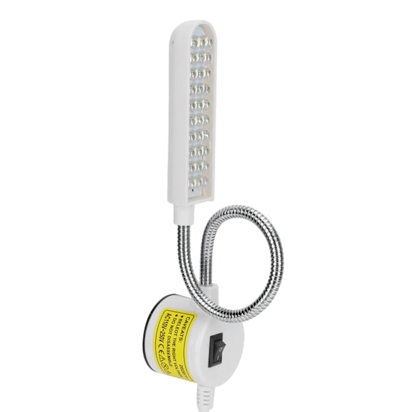 Sy LED-symaskinlampe med 30 lysdioder, svanehals arbeidslampe med magnetisk base, EU-plugg AC110‑250V