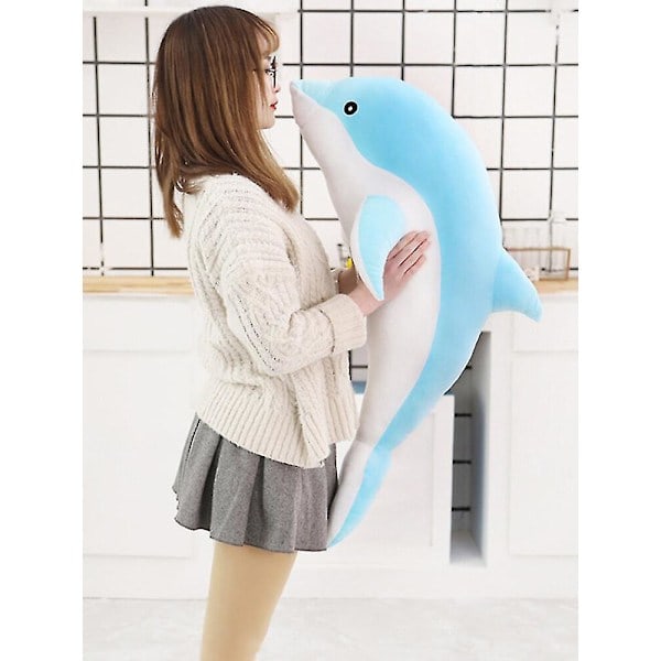 Delfin Plysch Gosedjur Kudde, 30/50cm Mjuk Stor Delfin Gosedjur Leksaksdockor Presenter Till Barn Blue
