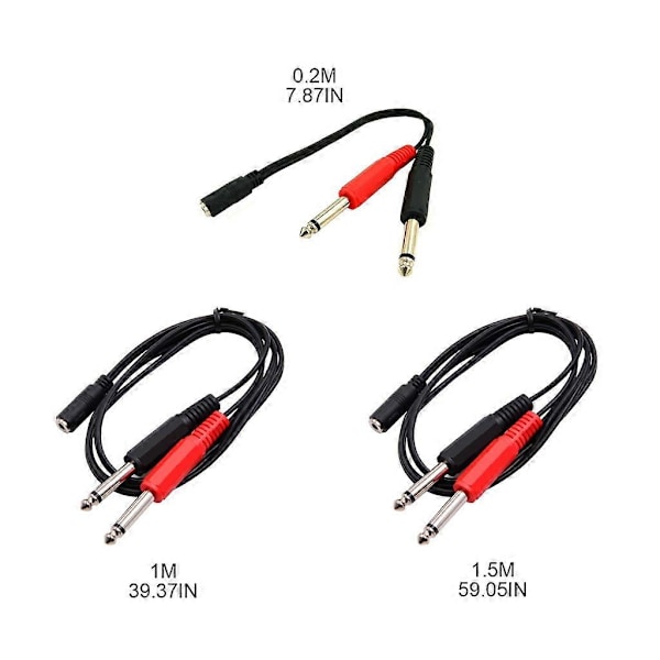 3,5 mm till 2 Jack 6,5 Mono Adapterkabel Ljudkabel 2x6,35 mm Adapterkabel
