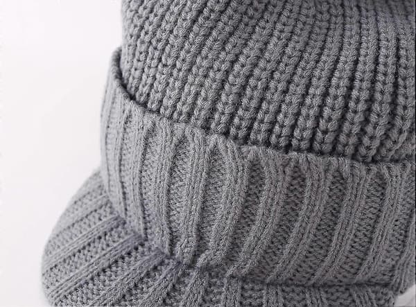 Mænds Vinter Strikket Visir Hat Udendørs Tyk Spids Beanie Hat Light Grey One Size