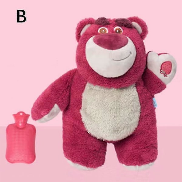 Blød Varm Vandflaske til Vinteren - Plys Håndtaske til Hjemmet - Fyld med Vand - Gave - JKW Strawberry Bear