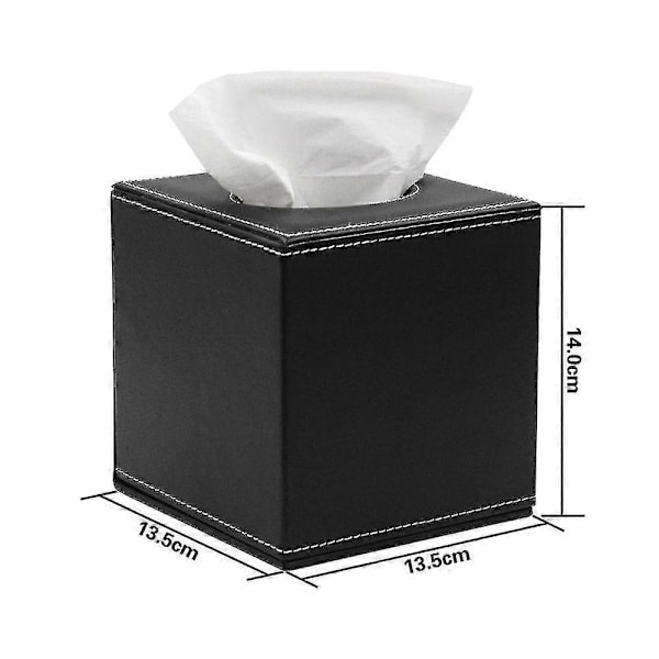 Tissuebox i Läder - Svart Black
