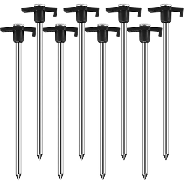 Store teltplugger, kraftige stormsikre rustfrie teltplugger – Galvanisert stål, hardt underlag, 8 stk, 25 cm, ideelle for steinete underlag