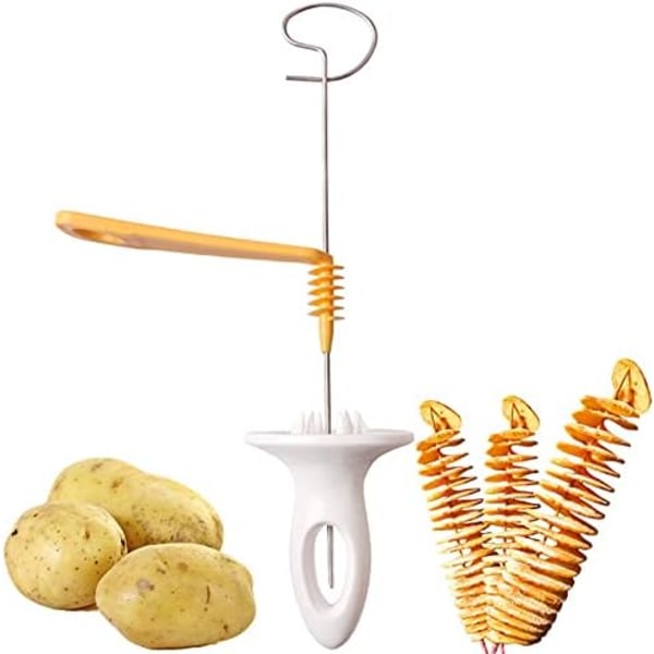 Strängroterande Potatis Skärare i Rostfritt Stål och Plast - Vridbar Potatis Skivningskniv, Spiralformad, Kreativa Köksredskap, Grönsaksverktyg