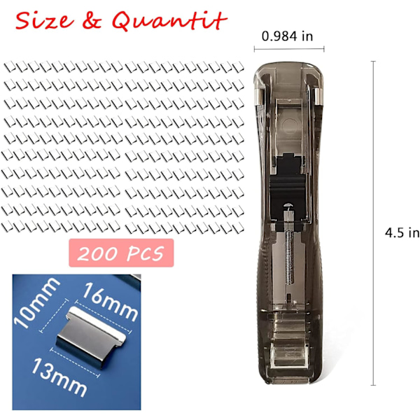 Klämma Clip Dispenser, med 200 återanvändbara refillklämmor, skadar inte dina papper, pärmklämmor pappersklämmor för skola kontor, sömlös häftapparat
