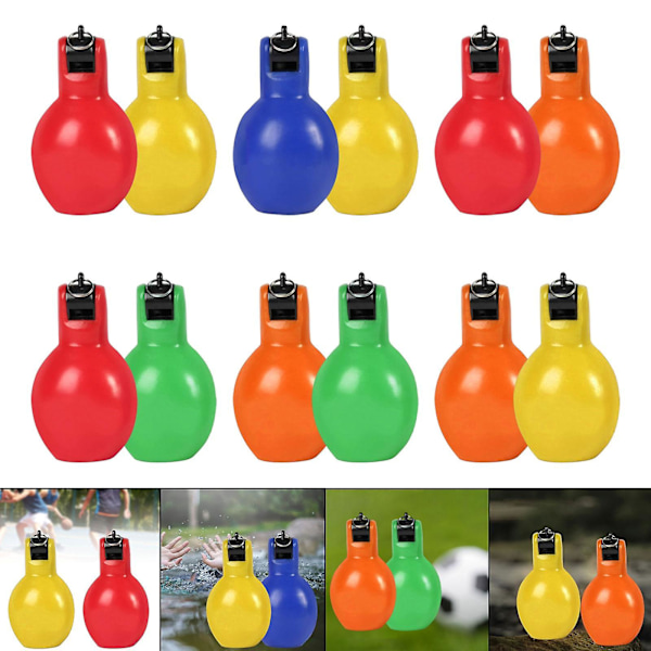 2 Stycken Handpress Visselpipor Högljudda Sportvisselpipor för Vandring Inomhus Utomhus gul och röd yellow and red 12cmx6.5cm