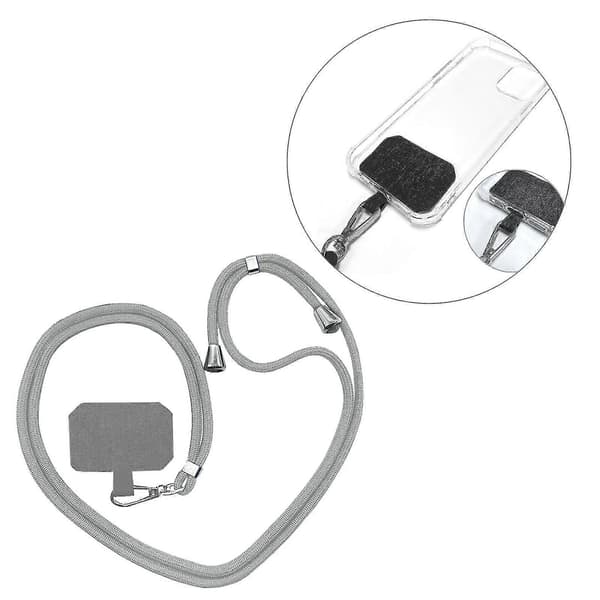 Avtakbar Justerbar Mobiltelefon Lanyard Halsstropp Grå