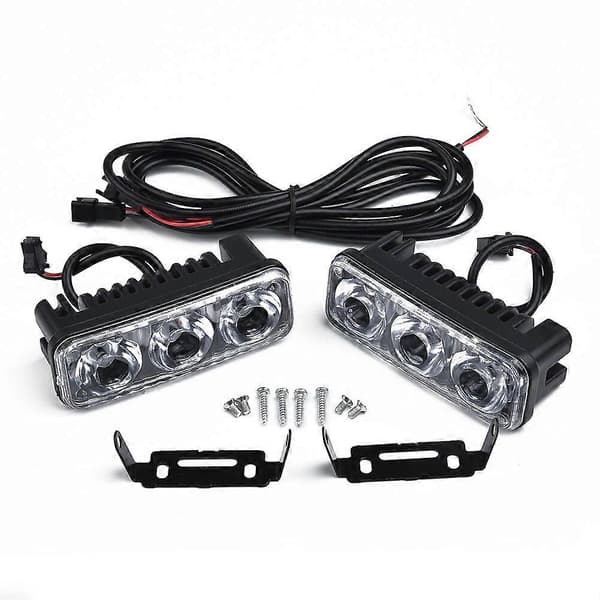 2x 3LED Super White High Power Bil DRL Kjørelys Tåkelys Universal Bil Kjørelys
