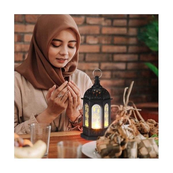 6 stk. Mini Ramadan Candle Mubarak Lantern Led Eid Mubarak Lantern Måne Stjerne Lys Bordpynt