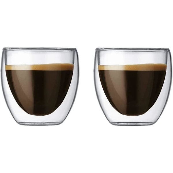 Glas Kaffekopper, Dobbeltvæggede Isolerende Termokrus Drikkeglas Til Te/kaffe/latte/cappuccino/cafe/mælk (250ml/8.5oz)