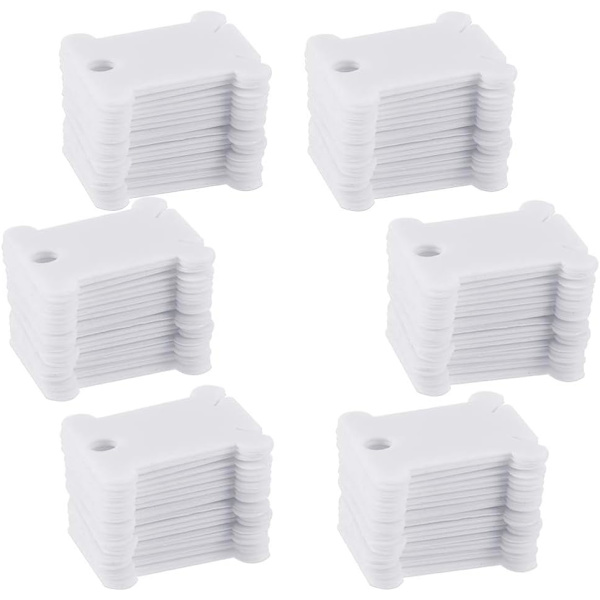120 stk Plastgarnruller Krysssting Broderitråd Organizer Garnruller Kort for Håndverk DIY Broderi Sylagring Hvit