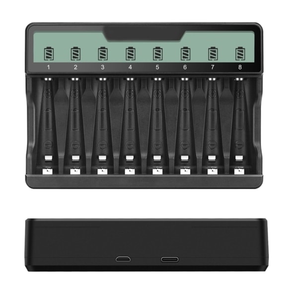 Universell batteriladdare med LCD-skärm Mångsidig batteriladdare Snabbladdningsenhet Stöder AAA AA-batterier