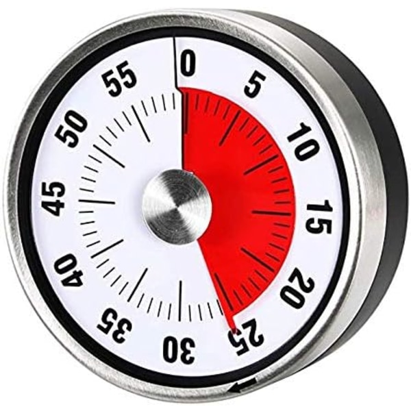 Magnetisk Mekanisk Køkken Timer - Nedtællingstimer 60 Minutter Visuel Tidshåndteringsværktøj Bagemadlavning Dampning