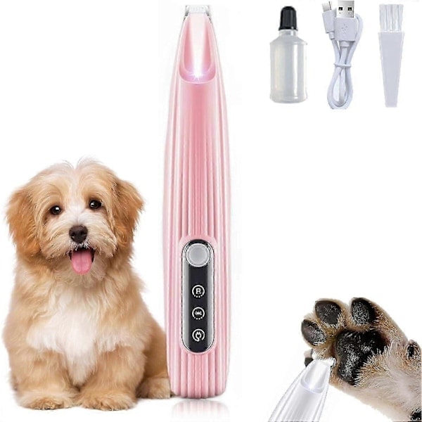 Ny Hundepoteklipper med LED-lys, Fullstendig Vanntett Kjæledyrklipper med LED-Display, Hundeklipper for Stell, 18mm Bredere Blad pink