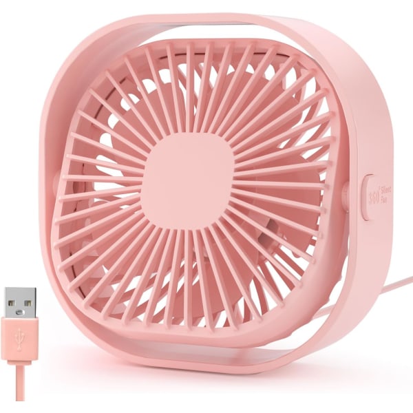 Desk Fan USB Fans Small Desktop Table Fan Cooling Mini Quiet Fan for Bedroom Home Office Car Bedside, Personal Silent Fan with Cable 360° Rotatable