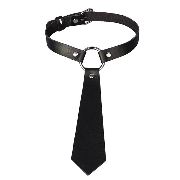 PU Leather Bondage Collar Tie Ring Collar Punk Formal Bow Tie Item