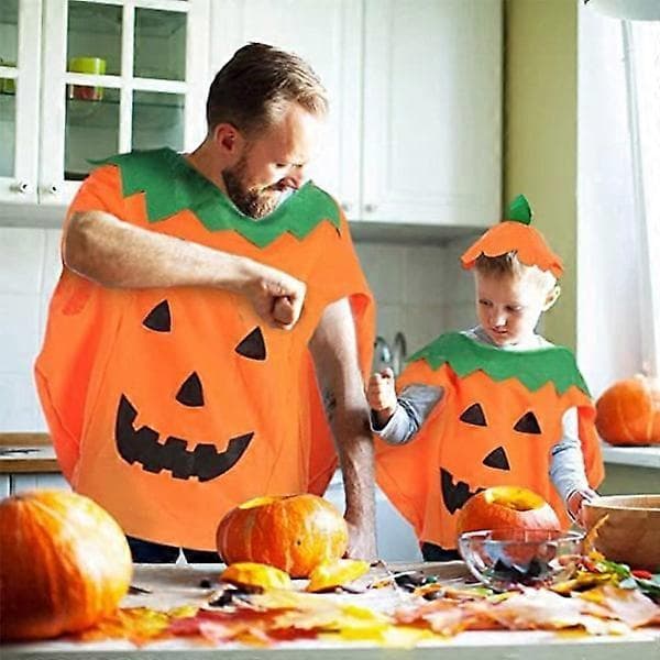 Voksen Halloween Græskar Kostume Sæt Græskar Kappe Poncho
