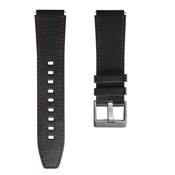 Læderrem til Huawei Watch GT2 Pro Black Red Lines