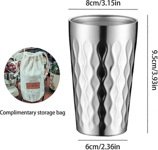 2 stk. Campingkopper i rustfritt stål | Campingkoppsett i rustfritt stål - 2 stk. Dobbeltveggede krus i rustfritt stål, dobbeltlagsdesign, 300 ml, stablebare 300ml 2 Packs