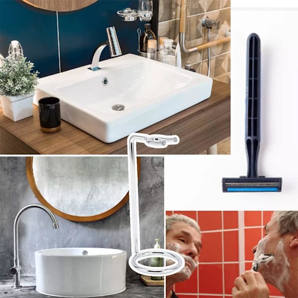 Høvelholder, Bærbar Razor Stativ, Rustfri Barberkost Stativ for Hjemmet eller Frisørsalong