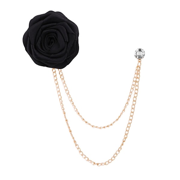 Rosblommor Kavajnål Herr Bröllop Handgjord Brosch Knapphålsblomma Marskalkar Black