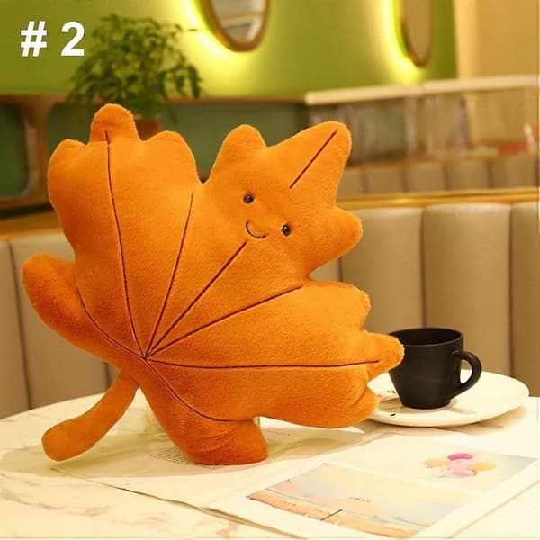 3D Prydnadskudde, Mjuk Plysch Växtkudde Bladformad Kudde Bekväm Sovkudde för Sovrum Soffa Vardagsrum, Unik Design Kudde Maple Leaf