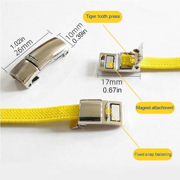 2 stk Lazy Magnetiske Metal Snorspænder Snøreløse Snorspænder Knapper Børn Voksne - SNNGV White