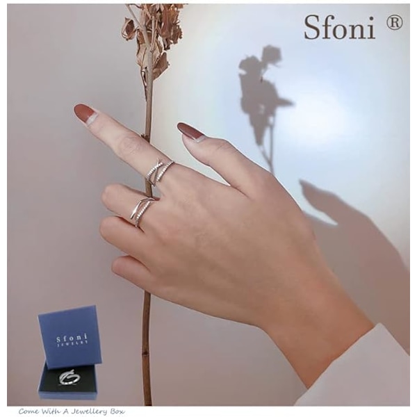 Oro Rings för Kvinnor Män, Hypoallergen Sterling Silver Ring Justerbar Fidget Rings
