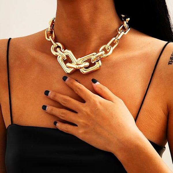 Kraftigt Halsband Guld Punk Kubansk Länk Tjock Halsbandskedja för Kvinnor