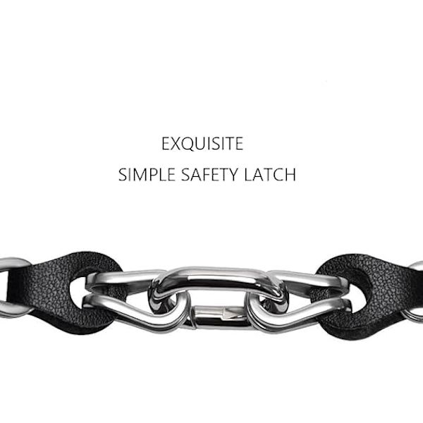 Kompatibel med Xiaomi Mi Band 8 Armbånd, Udskiftningsrem med Åbent Design i Rustfrit Stål Ring Læderkæde Bælte Bælte Åndbart Elegant Armbånd til Damer White Silver