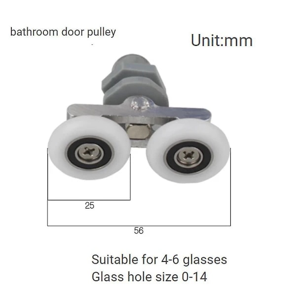 8 dobbeltseng top/bund bruseværelsesdørruller 25mm