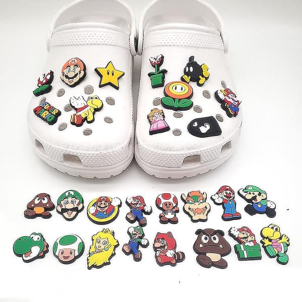 27 st/set Super Mario Bros Sko Berlocker, Croc Träskor Dekorationskit För Barn Vuxna