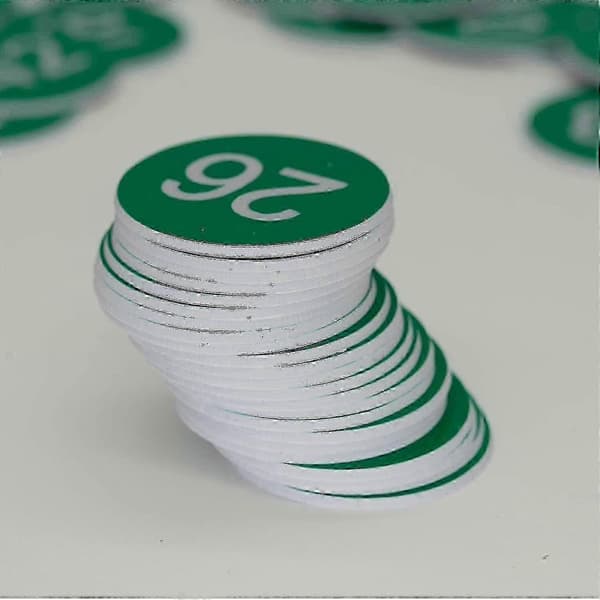 Graverede plastiknummermærker til nøgleidentifikation Green 1-200